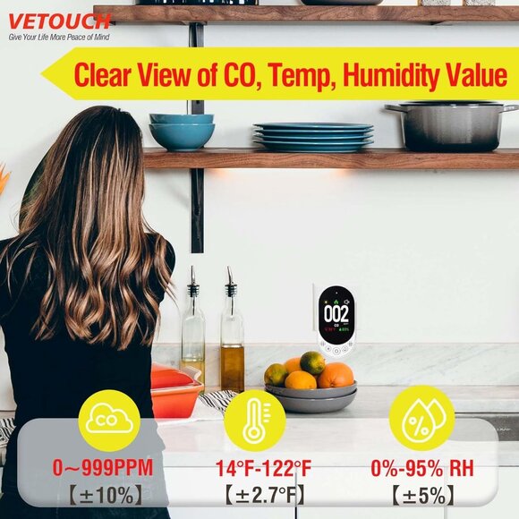 Carbon Monoxide Detector Plug in, Carbon Monoxide Detector Plug in Wall with Tem - Picture 3 of 7